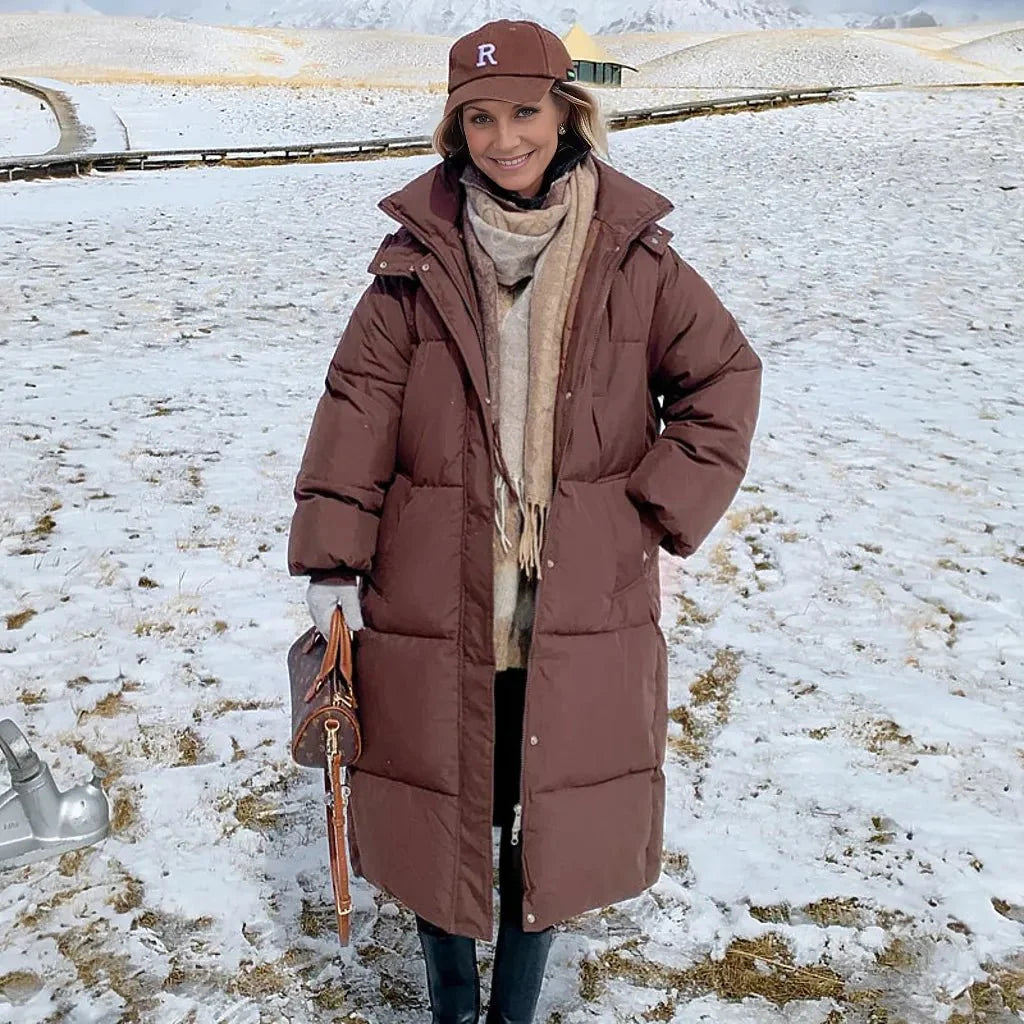 Mystella | Warm, Elegant Long Winter Coat with Hood