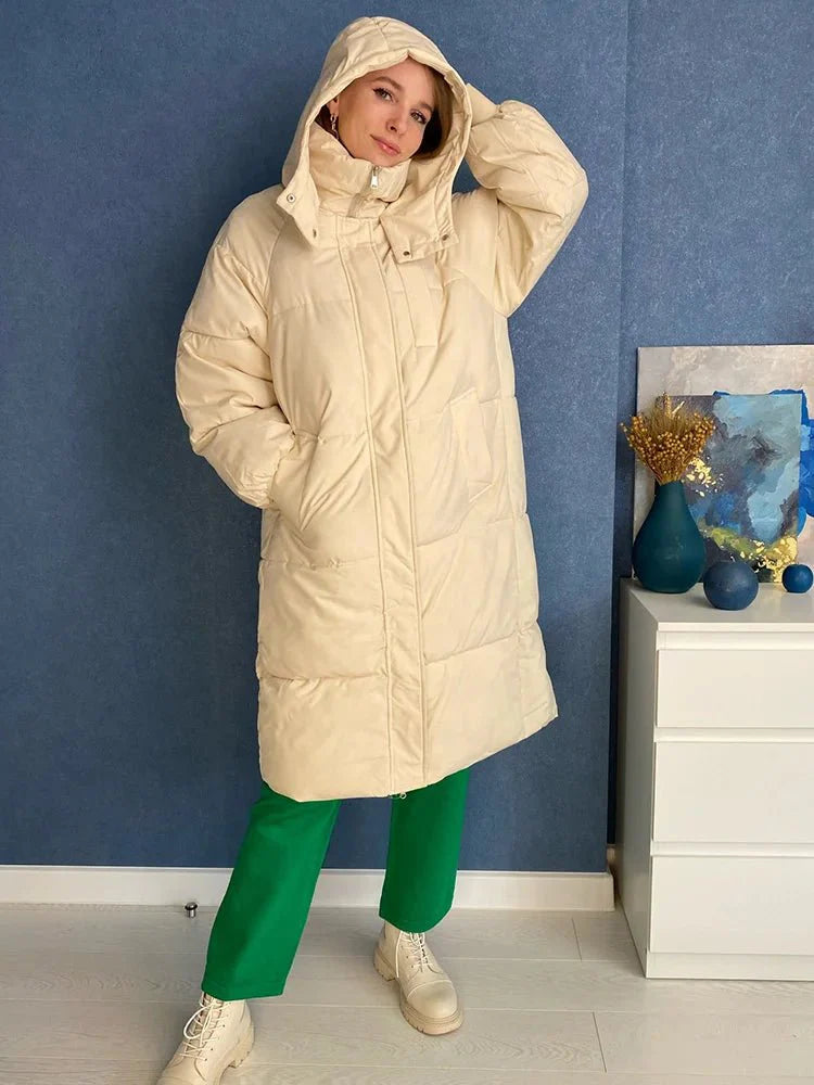 Mystella | Warm, Elegant Long Winter Coat with Hood