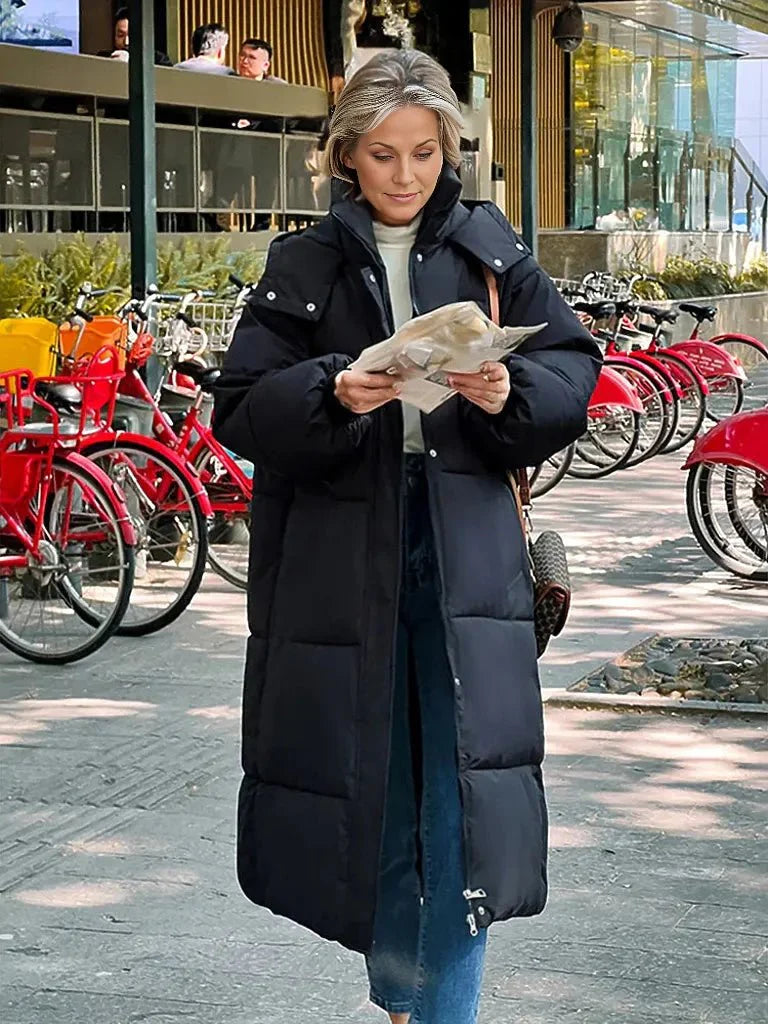 Mystella | Warm, Elegant Long Winter Coat with Hood